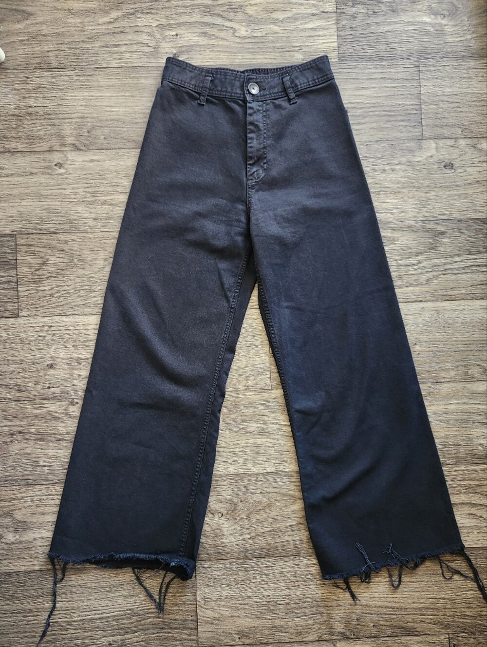 Zara Black Marine Wide Leg Jeans Size 6